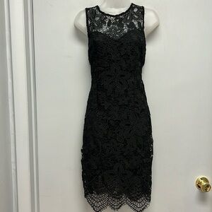 Soieblu Black Lace Overlayed Sleeveless Cocktail Dress Size Medium
